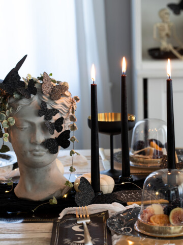 A Mystical Halloween Table with mini domed charcuterie